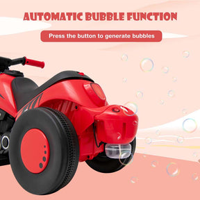 6V Kids Electric Ride On Motorcycle with Automatic Bubble Function, Headlight & Music, 3-Wheel Motorcycle Ride On Toy Car for Children Ages 3+