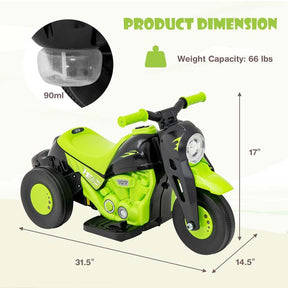 6V Kids Electric Ride On Motorcycle with Automatic Bubble Function, Headlight & Music, 3-Wheel Motorcycle Ride On Toy Car for Children Ages 3+
