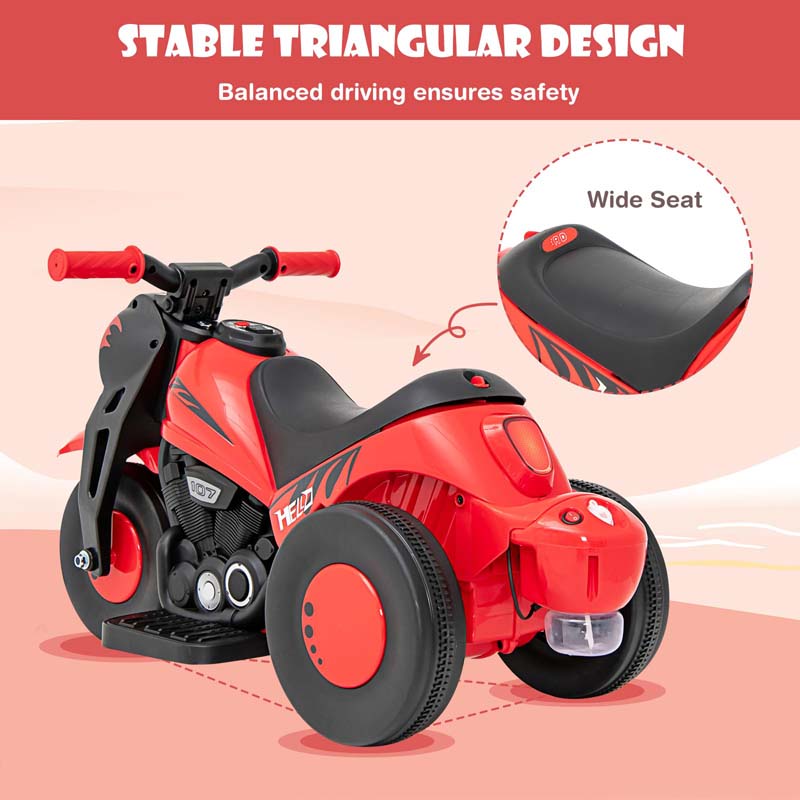6V Kids Electric Ride On Motorcycle with Automatic Bubble Function, Headlight & Music, 3-Wheel Motorcycle Ride On Toy Car for Children Ages 3+