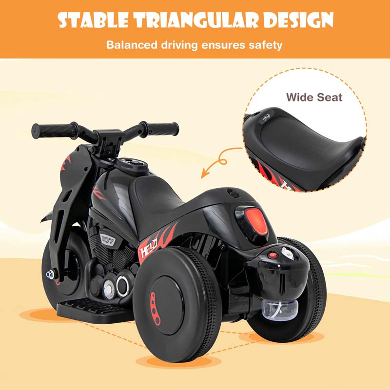 6V Kids Electric Ride On Motorcycle with Automatic Bubble Function, Headlight & Music, 3-Wheel Motorcycle Ride On Toy Car for Children Ages 3+