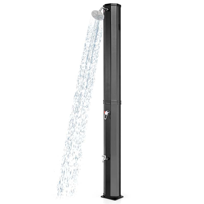 7.5 FT 15.9 Gallon Solar Heated Outdoor Shower with Shower Head & Foot Shower Tap, Freestanding Outside Shower for Backyard Poolside Beach