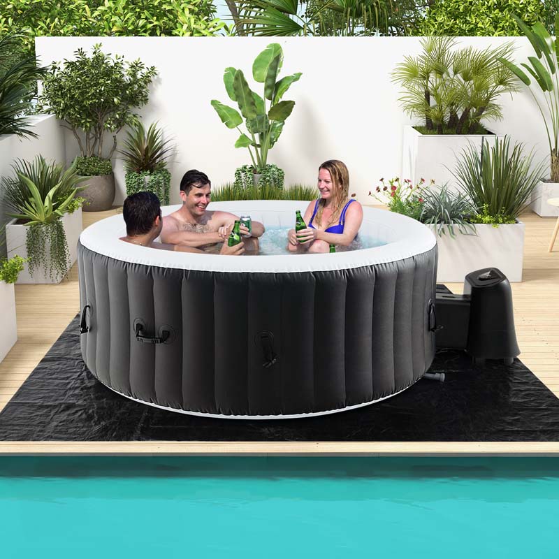 2-6 Person Inflatable Hot Tub with 110/130 Air Jets, Heater Pump & Insulated Cover, Portable Outdoor Blow-Up Spa for Backyard