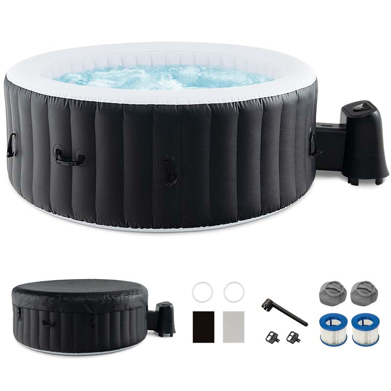 2-6 Person Inflatable Hot Tub with 110/130 Air Jets, Heater Pump & Insulated Cover, Portable Outdoor Blow-Up Spa for Backyard