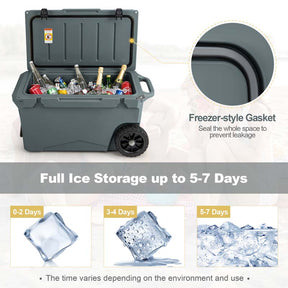 75 Quart Rotomolded Cooler with Wheels & Portable Handles, Insulated Large Ice Chest w/Leak-Proof Tight Latches for Outdoor Camping Beach