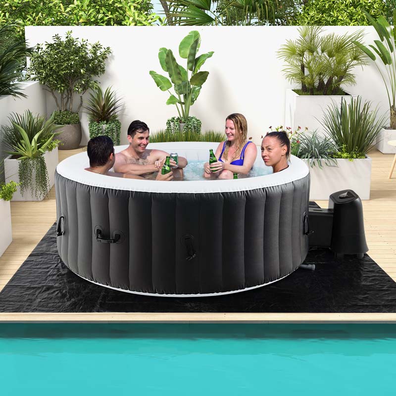 2-6 Person Inflatable Hot Tub with 110/130 Air Jets, Heater Pump & Insulated Cover, Portable Outdoor Blow-Up Spa for Backyard