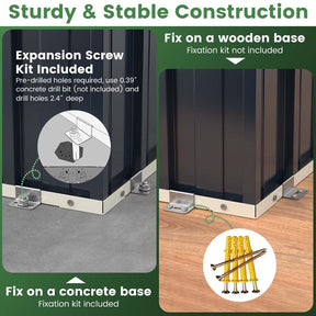 8 x 6.3 FT Outdoor Metal Storage Shed with Snap-on Structure & Lockable Door, All-Weather Galvanized Steel Bike Tool Shed for Garden, Backyard, Lawn