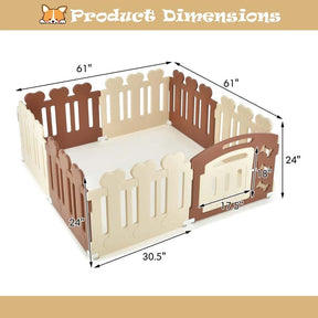 All-Weather 8-Panel Foldable Pet Playpen Gate for Dogs, HDPE Puppy Exercise Pen with Door, Portable Indoor Outdoor Dog Fence