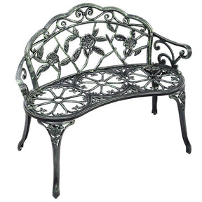 Antique Style Outdoor Garden Bench Park Bench, All-Weather Patio Bench Chair Loveseat with Cast Aluminum Seat & Backrest