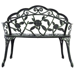 Antique Style Outdoor Garden Bench Park Bench, All-Weather Patio Bench Chair Loveseat with Cast Aluminum Seat & Backrest