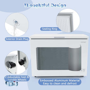 10 Cu.Ft. Chest Freezer Compact Deep Freezer with 7-Level Adjustable Temperature, Removable Basket