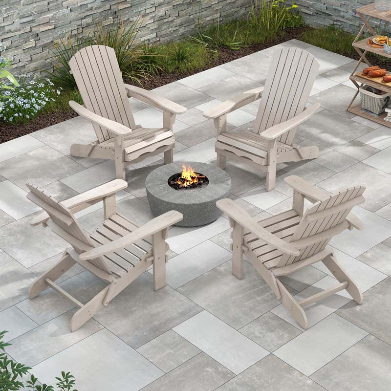 Set of 2 Folding Adirondack Chairs with High Backrest & Wide Armrests, All-Weather Fir Wood Patio Fire Pit Chairs for Backyard, Lawn, Poolside
