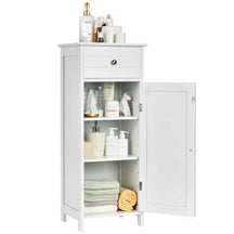 Freestanding Wooden Floor Storage Cabinet with Large Drawer & 2 Adjustable Shelves, Morden Side Storage Bathroom Organizer Cabinet