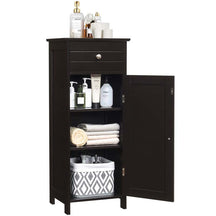 Freestanding Wooden Floor Storage Cabinet with Large Drawer & 2 Adjustable Shelves, Morden Side Storage Bathroom Organizer Cabinet