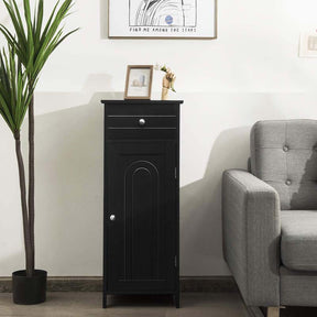 Freestanding Wooden Floor Storage Cabinet with Large Drawer & 2 Adjustable Shelves, Morden Side Storage Bathroom Organizer Cabinet