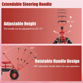Heavy Duty Rolling Garden Cart Workseat with Tool Tray, 360 Swivel Seat, Storage Basket, Extendable Steering Handle