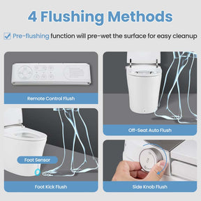 Elongated Smart Toilet, Bidet Toilet with Adjustable Heated Seat, Auto Open/Close, Foot Sensor, Dryer, Night Light & 1.16 GPF Automatic/Blackout Flush