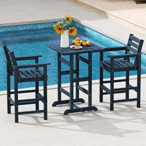 Adirondack Bar Chairs Set of 2/4, 29" HDPE Bar Height Outdoor Stools w/ Backrest & Footrest, All-Weather Backyard Patio High-Top Chairs