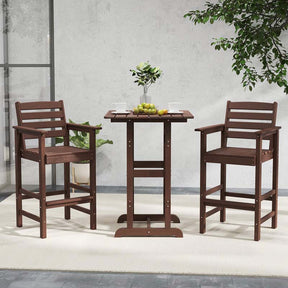 Adirondack Bar Chairs Set of 2/4, 29" HDPE Bar Height Outdoor Stools w/ Backrest & Footrest, All-Weather Backyard Patio High-Top Chairs