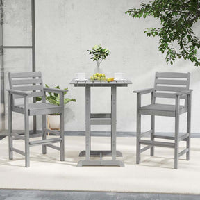 Adirondack Bar Chairs Set of 2/4, 29" HDPE Bar Height Outdoor Stools w/ Backrest & Footrest, All-Weather Backyard Patio High-Top Chairs