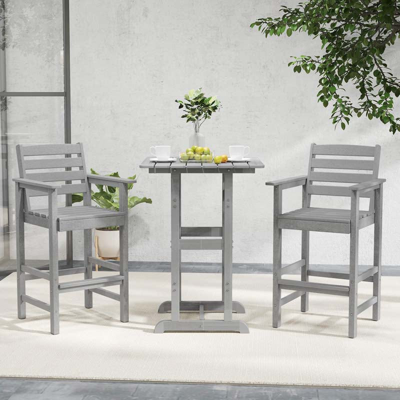 Adirondack Bar Chairs Set of 2/4, 29" HDPE Bar Height Outdoor Stools w/ Backrest & Footrest, All-Weather Backyard Patio High-Top Chairs