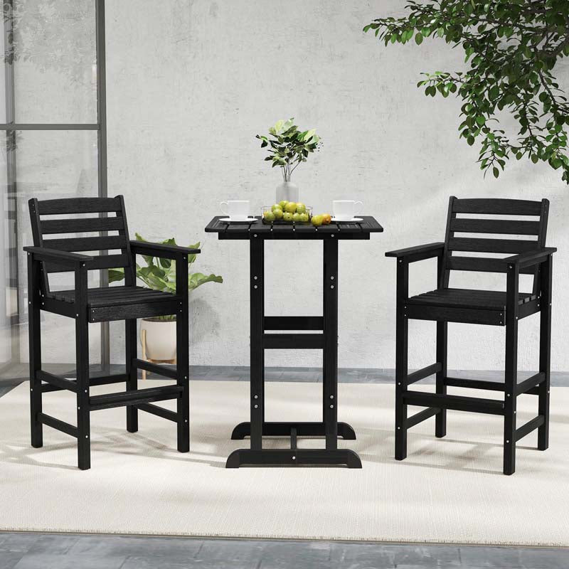 Adirondack Bar Chairs Set of 2/4, 29" HDPE Bar Height Outdoor Stools w/ Backrest & Footrest, All-Weather Backyard Patio High-Top Chairs