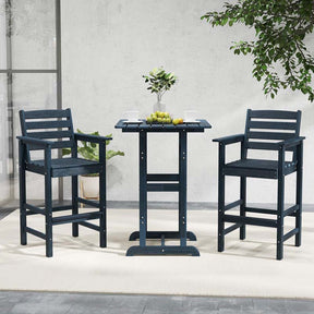 Adirondack Bar Chairs Set of 2/4, 29" HDPE Bar Height Outdoor Stools w/ Backrest & Footrest, All-Weather Backyard Patio High-Top Chairs