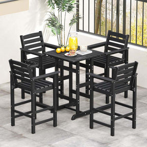 Adirondack Bar Chairs Set of 2/4, 29" HDPE Bar Height Outdoor Stools w/ Backrest & Footrest, All-Weather Backyard Patio High-Top Chairs