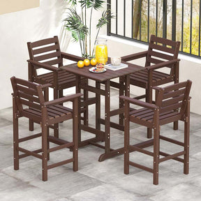 Adirondack Bar Chairs Set of 2/4, 29" HDPE Bar Height Outdoor Stools w/ Backrest & Footrest, All-Weather Backyard Patio High-Top Chairs