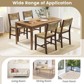 Wooden Dining Chairs Set of 2/4, Boho Farmhouse Cane Chairs w/ Seagrass Weave RattanBackrest & Seat, Armless Accent Chairs for Kitchen Dining Room