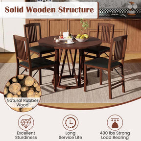 Folding Dining Chairs Set of 2/4, Solid Wood Armless Side Kitchen Chairs with Padded Seat & Max Load 400Lbs, No Assembly for Apartment Living Room