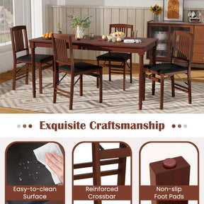 Folding Dining Chairs Set of 2/4, Solid Wood Armless Side Kitchen Chairs with Padded Seat & Max Load 400Lbs, No Assembly for Apartment Living Room