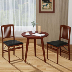 Folding Dining Chairs Set of 2/4, Solid Wood Armless Side Kitchen Chairs with Padded Seat & Max Load 400Lbs, No Assembly for Apartment Living Room