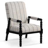 Mid-Century Modern Spindle Accent Chair for Living Room, Upholstered Armchair Single Sofa Chair with Rubber Wood Frame