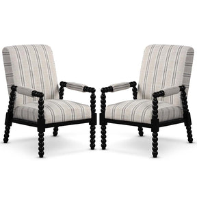 Mid-Century Modern Spindle Accent Chair for Living Room, Upholstered Armchair Single Sofa Chair with Rubber Wood Frame