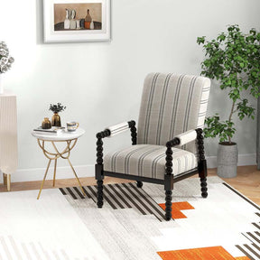Mid-Century Modern Spindle Accent Chair for Living Room, Upholstered Armchair Single Sofa Chair with Rubber Wood Frame