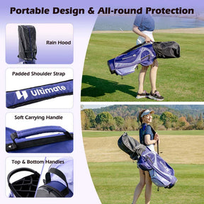 Women's Right Hand Complete Golf Club Set, 12 Pieces Golf Club Package Set with 460CC Driver, Irons 5-SW, Putter, Golf Cart Bag & Rain Hood