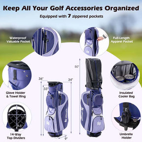 Women's Right Hand Complete Golf Club Set, 12 Pieces Golf Club Package Set with 460CC Driver, Irons 5-SW, Putter, Golf Cart Bag & Rain Hood