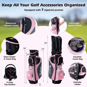 Women's Right Hand Complete Golf Club Set, 12 Pieces Golf Club Package Set with 460CC Driver, Irons 5-SW, Putter, Golf Cart Bag & Rain Hood