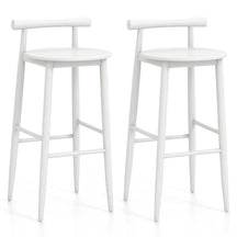 Acacia Wood Bar Stools Set of 2, 35"H Bar Height Kitchen Island Chairs with Back & Footrest, 350lb Capacity for Home Restaurant Cafe