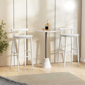 Acacia Wood Bar Stools Set of 2, 35"H Bar Height Kitchen Island Chairs with Back & Footrest, 350lb Capacity for Home Restaurant Cafe
