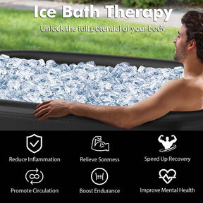 XL 129 Gal Oval Ice Bath Tub with Cover, Portable Inflatable Cold Plunge Tub with Backpack & Pump, Water Chiller Compatible for Cold Therapy