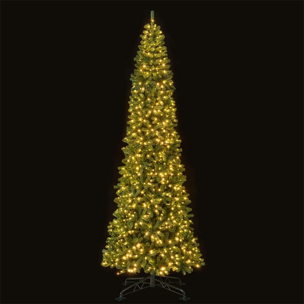 12 FT Pre-Lit Artificial Christmas Tree with Quick Power Connector, 1030 Warm White LED Lights, 2536 Tips & Hinged for Indoor Outdoor Decoration