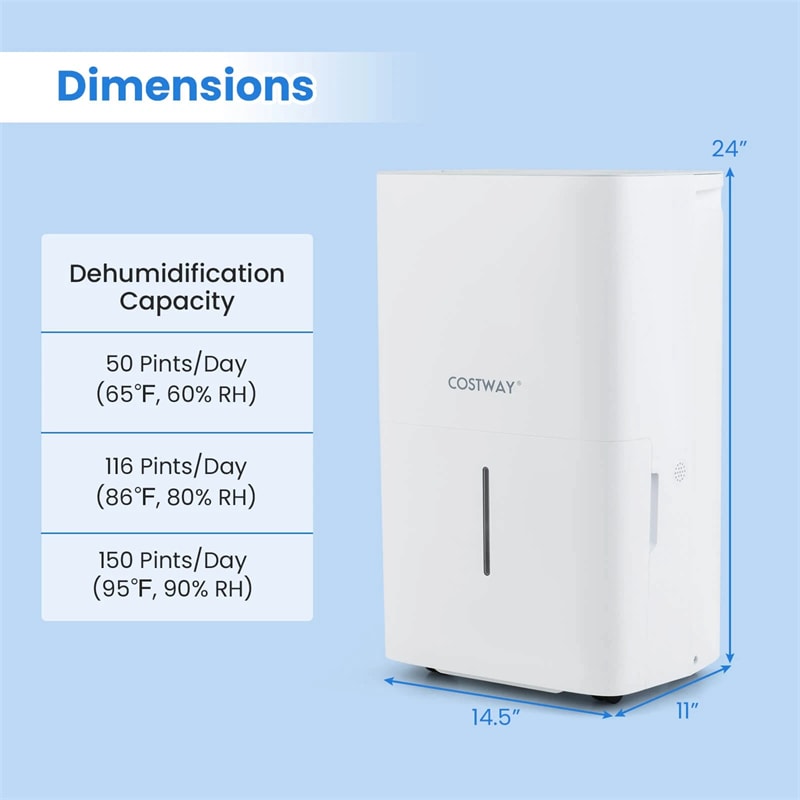 150 Pints Energy Star Dehumidifier with Pump Drain Hose, 7000 Sq.Ft Portable Dehumidifier w/ 24H Timer, LED Display & Auto Defrost for Basement Garage