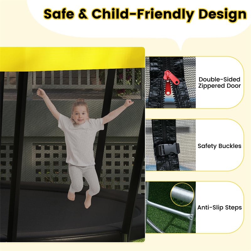 16FT Outdoor Trampoline, ASTM Approved Recreational Trampoline with Safety Enclosure Net & Ladder, 500LBS Weight Capacity for Kids Adults Backyard