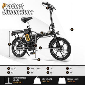 16" Folding Electric Bike with 500W Brushless Motor, 20 MPH, 37-Mile Range, Removable Battery & Dual Disc Brakes, Mini E-Bike for City Commuting