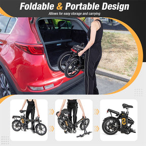 16" Folding Electric Bike with 500W Brushless Motor, 20 MPH, 37-Mile Range, Removable Battery & Dual Disc Brakes, Mini E-Bike for City Commuting