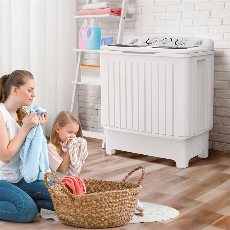 17.6 LBS Portable Washing Machine, Twin Tub Spin Top Load Washer Dryer Combo for RV Dorm Apartment