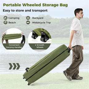 2-Person Camping Cot Tent Combo, 2-in-1 Foldable Off-Ground Elevated Cot Bed with Pop-up Shelter, Waterproof Rainfly & Wheeled Bag for Outdoor Hiking