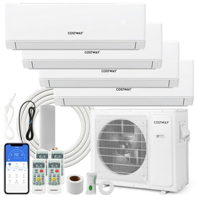 36K BTU 4 Zone Mini Split Air Conditioner, 23 SEER2 WiFi Enabled Ductless Split AC Unit with Heat Pump Full Set, Energy Star Certified