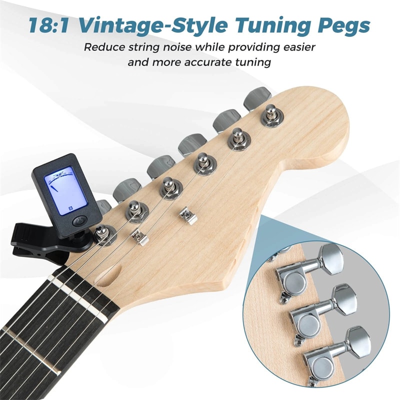 39" Full Size 6 String Electric Guitar Beginner Kit with 15W AMP, SSS Pickups, Gig Bag & Tuner, Guitar Starter Bundle for Students & Adults
